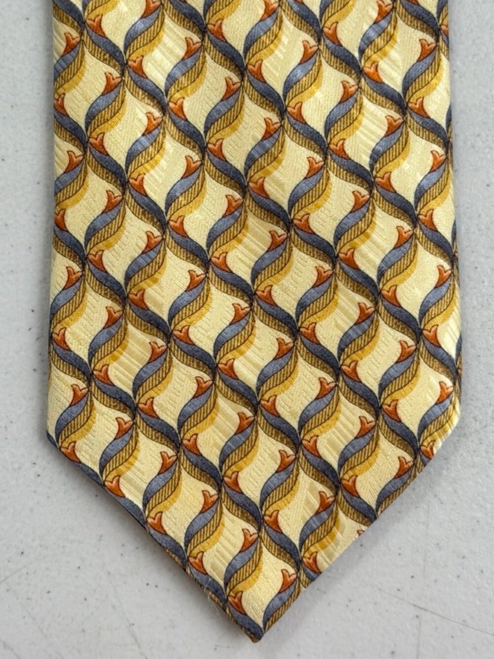 Vintage Geometric Pattern Silk Tie 90s Tessellation Mens Necktie Made in Italy